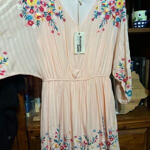 Beautiful pale pink Savanna Jane dress with embroidered flowers